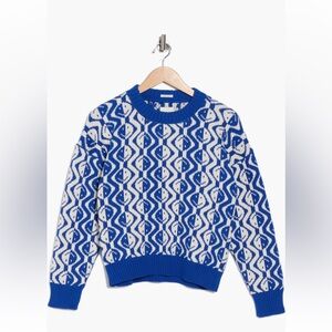 MOTHER Vibrant Blue and Cream Sweater